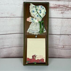 Vintage Wooden Wall Plaque Note Pad & Pencil Holder Holly Hobby MCM Lady Bug